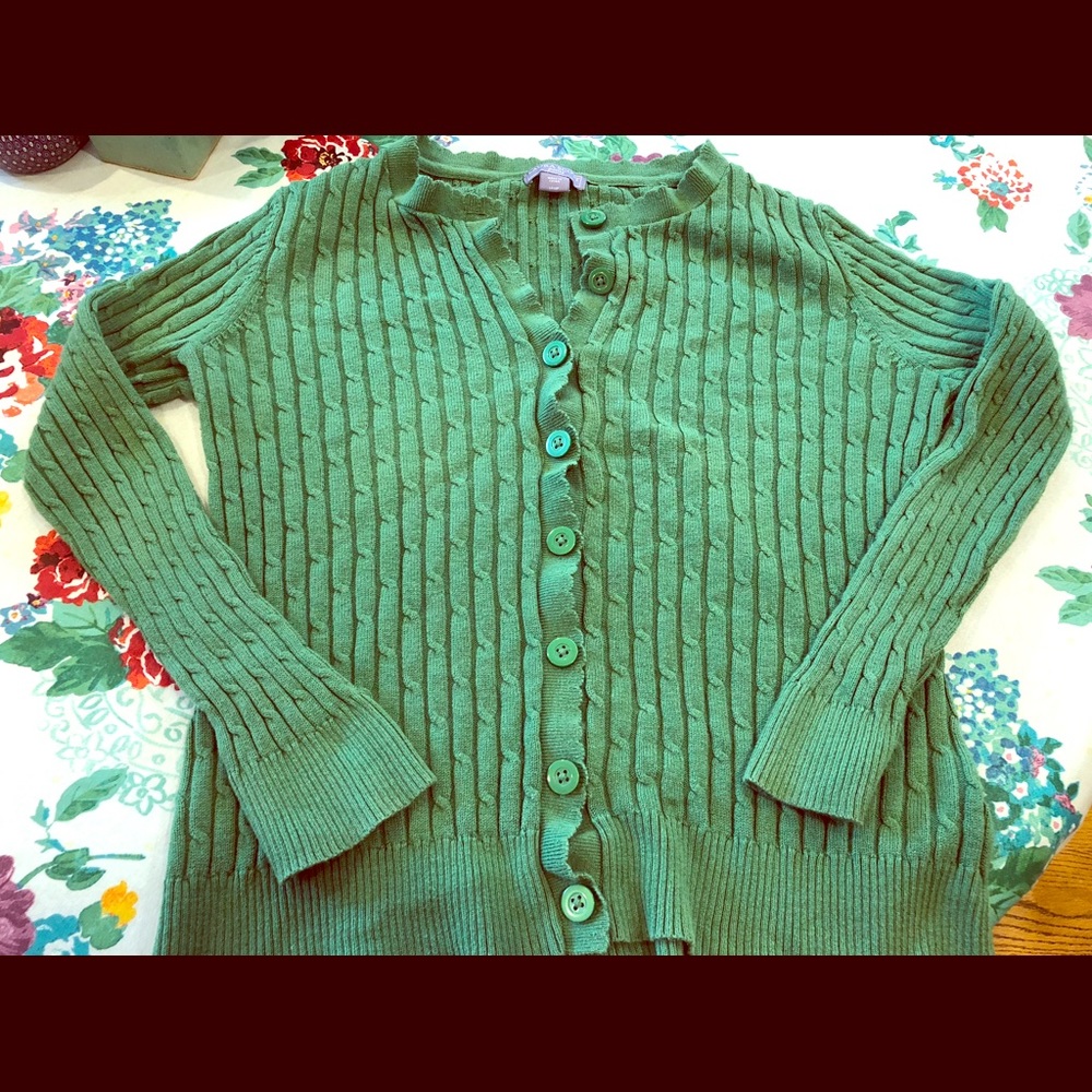 Laura Scott kelly green long sleeve cardigan -L